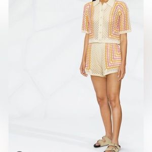 Sandro Beige Striped Crochet Set